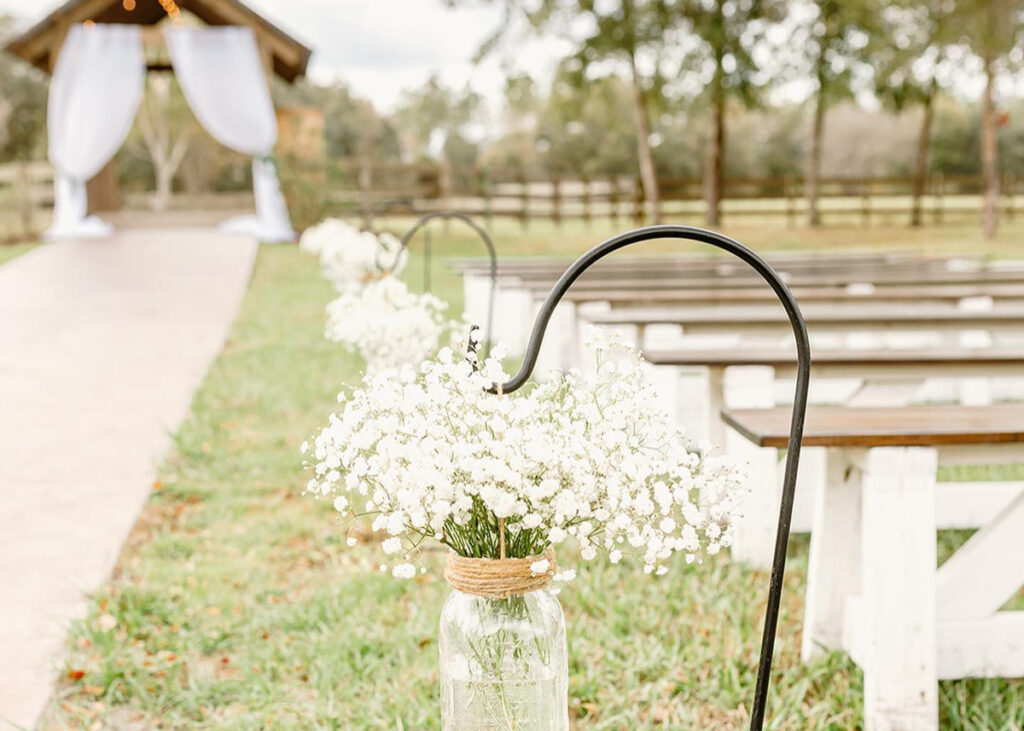 decorated wedding ceremony at the entryway