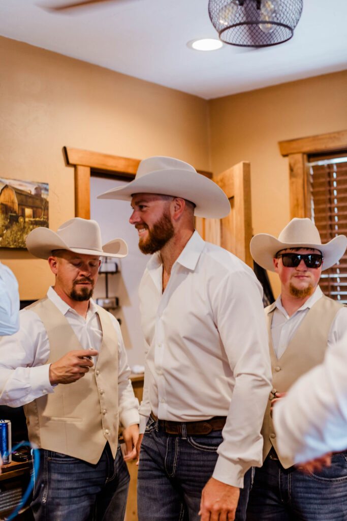western groom and groomsmen